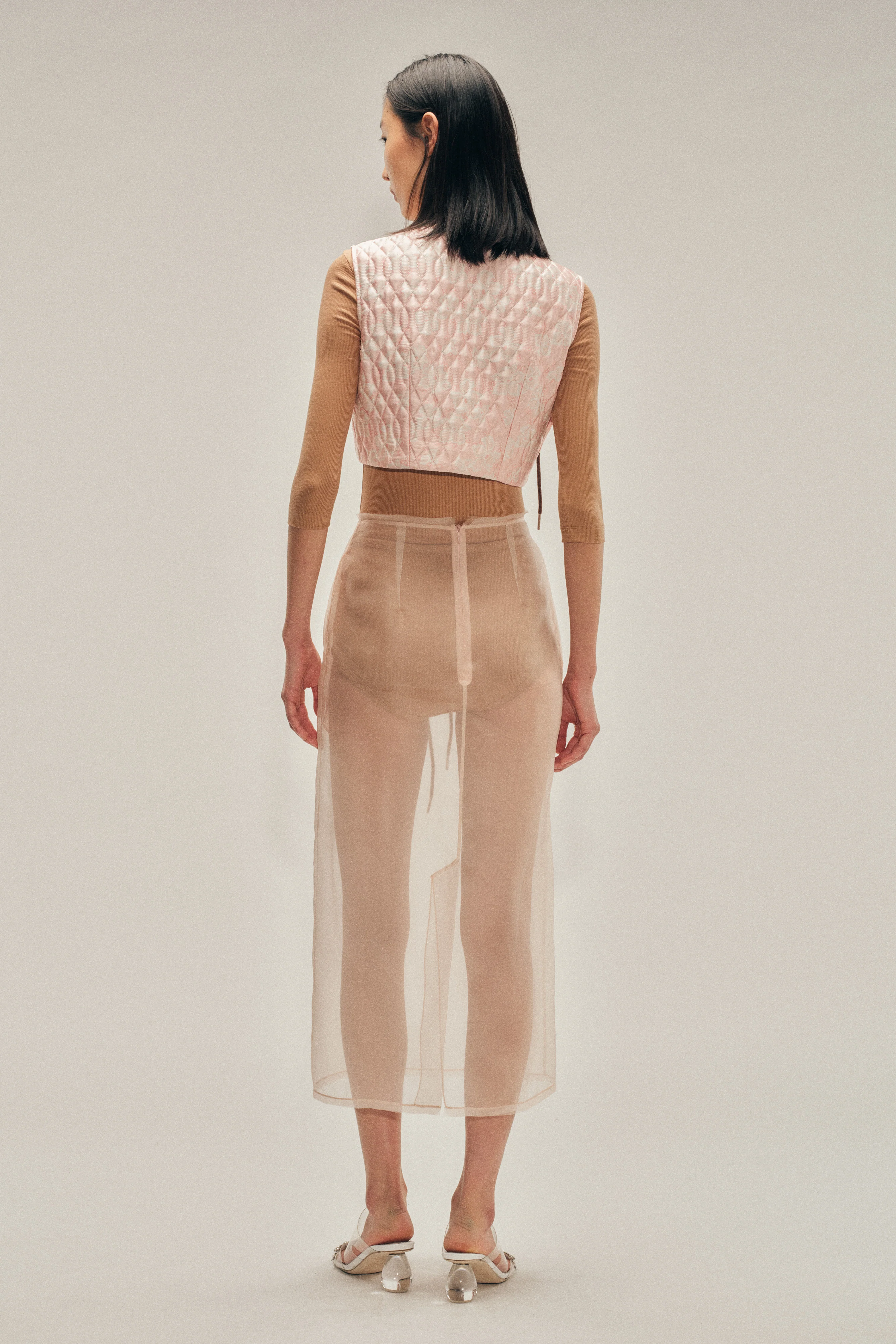 Sheer Frayed Column Pencil Skirt - Image 3